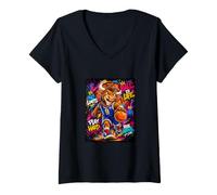Donna The Legend Basketball Player Graffiti Graphic Art Maglietta con Collo a V