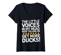 Donna The Little Voices in My Head Keep Telling Me Get More Ducks Maglietta con Collo a V