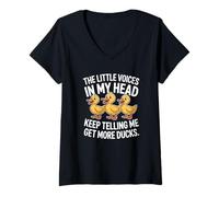 Donna The Little Voices in My Head Keep Telling Me Get More Ducks Maglietta con Collo a V