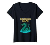 Donna The Loch Ness Kelpie Mitologia Scozzese Water Spirit Design Maglietta con Collo a V