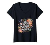 Donna The Lord Is My Shepherd I Lack Nothing Church Strength |- Maglietta con Collo a V