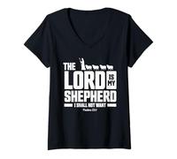 Donna The Lord Is My Shepherd Psalms 23:1 Scripture Christians Maglietta con Collo a V