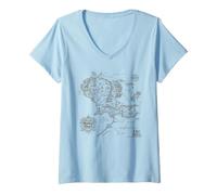 Donna The Lord of The Rings Middle-Earth Map Maglietta con Collo a V