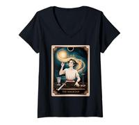 Donna The Magician Tarocco Card - Manifestation Power Design vintage Maglietta con Collo a V