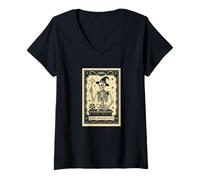 Donna The Magician Tarot Card - Trucco Magico Strega Gotica spettrale Maglietta con Collo a V