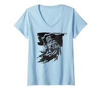 Donna The Mandalorian And Grogu Bounty Hunter Gunslinger Decal Art Maglietta con Collo a V