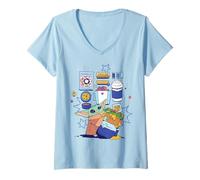 Donna The Mandalorian And Grogu The Child Surrounded By Snacks Maglietta con Collo a V