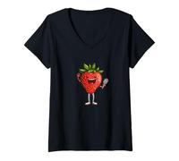 Donna The Mic Drop Master in Berry Form per adulti e bambini Maglietta con Collo a V