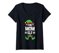 Donna The Mom Elf Partito Famiglia Gruppo Corrispondente Madre X-mas Mamma Maglietta con Collo a V