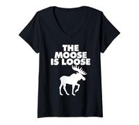 Donna The Moose Is Loose Maglietta con Collo a V