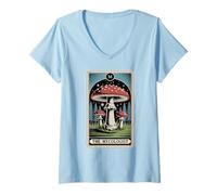 Donna The Mycologist Tarot Card Cottagecore Foraging Fungo Maglietta con Collo a V