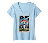 Donna The Mycologist Tarot Card Cottagecore Foraging Fungo Maglietta con Collo a V