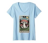 Donna The Mycologist Tarot Card Cottagecore Foraging Fungo Maglietta con Collo a V