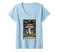 Donna The Mycologist Tarot Card Cottagecore Foraging Fungo Maglietta con Collo a V