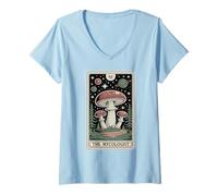 Donna The Mycologist Tarot Card Cottagecore Foraging Fungo Maglietta con Collo a V