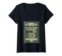Donna The Office 0 Days Without Accident Sign Maglietta con Collo a V