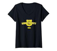 Donna The Office Kevin Malone Scrantonicity Band Crest Maglietta con Collo a V