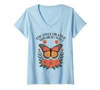 Donna The Only Orange Monarch I Want Tshirt Monarch Butterfly Maglietta con Collo a V