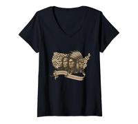 Donna The Original Foundation Fathers Native American Chiefs Vintage Maglietta con Collo a V