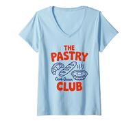 Donna The Pastry Club Carb Queen, Design Divertente per Pasticceria Maglietta con Collo a V