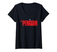 Donna The Penguin Logo Maglietta con Collo a V