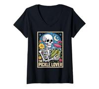 Donna The Pickle Lover Cetriolo Salamoia Decapaggio Pagano Occulto Maglietta con Collo a V