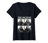 Donna The Pigeons Rockers Cool Animals Musica rock Emo Punk Band Maglietta con Collo a V