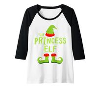 Donna The Princess Elf t-Shirt Abbinata Camicia Elfo di Natale Maglia con Maniche Raglan