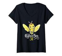 Donna The Queen Bee Is 31 Honeybee Hive 31 ° Compleanno Donne Maglietta con Collo a V