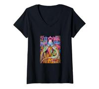 Donna The Queen, Cool Hand Drawn Graffiti Queen Cartoon Graphic Maglietta con Collo a V