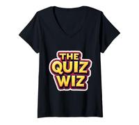 Donna The Quiz Wiz Night Trivia Lover Wizard Divertente Gioco Divertente Maestro Maglietta con Collo a V