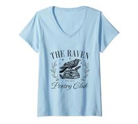 Donna The Raven Poetry Club Dark Academia Libro Leggi letteratura Maglietta con Collo a V