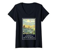 Donna The Roof of Rhodesia - Poster di viaggio del Nyanga National Park Maglietta con Collo a V