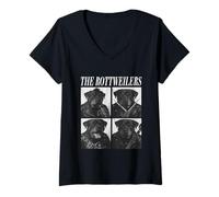 Donna The Rottweilers Musicisti Cani Musica Rock Emo Punk Band Maglietta con Collo a V