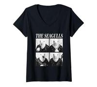 Donna The Seagulls Rockers Cool Animals Musica Rock Emo Punk Band Maglietta con Collo a V