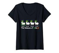 Donna The Seasons Patrick's Day Ireland Quattro Simpatici trifogli di Pecora Maglietta con Collo a V