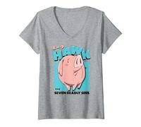Donna The Seven Deadly Sins Hawk The Pig Cute Portrait Anime Maglietta con Collo a V