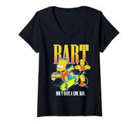 Donna The Simpsons Bart Don't Have A Cow Man Skateboarding Montage Maglietta con Collo a V