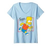 Donna The Simpsons El Barto Bart Running & Smiling Dark Text Maglietta con Collo a V