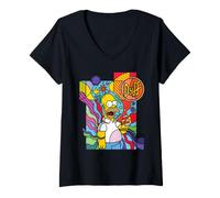 Donna The Simpsons Homer Simpson Burping Duff Beer Pop Art Maglietta con Collo a V