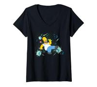 Donna The Simpsons Homer Simpson Space Rave Dance Party Birthday Maglietta con Collo a V