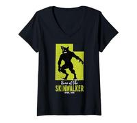 Donna The Skinwalker Utah State American Funny Cryptid Maglietta con Collo a V