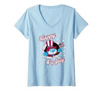 Donna The Smurfs 4th of July Papa Smurf Uncle Sam USA Cartoon Maglietta con Collo a V