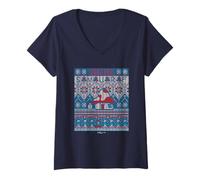 Donna The Smurfs Christmas Smurf Ugly Sweater Design Maglietta con Collo a V
