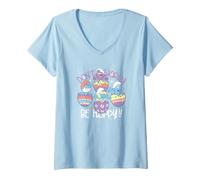 Donna The Smurfs Easter Don't Worry Be Hoppy Smurfs Maglietta con Collo a V