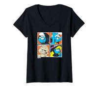 Donna The Smurfs Halloween Dress Up Pop Art Retro Cartoon Maglietta con Collo a V