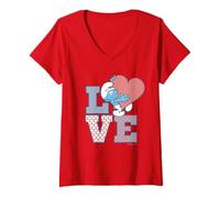 Donna The Smurfs Love Smurf Valentine's Day Maglietta con Collo a V