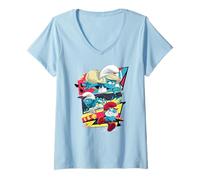 Donna The Smurfs Movie Smurfs On The Run Epic Panels Maglietta con Collo a V