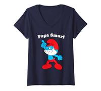 Donna The Smurfs Papa Smurf Strike a Pose Dad Maglietta con Collo a V