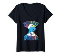 Donna The Smurfs Pride Smurf Power Rainbow Maglietta con Collo a V